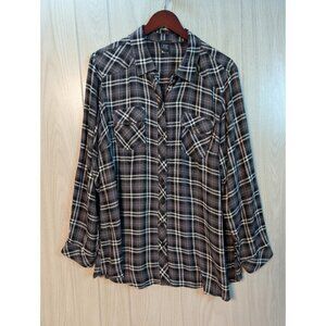 Torrid Flannel Plaid Shirt Plus Sz 2 Button Up Womens Cowgirl Long Sleeve